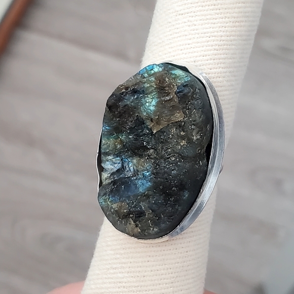 Hand Crafted Natural Labradorite 925 Sterling Silver Ring, Size 8.5, NWT - Picture 11 of 15